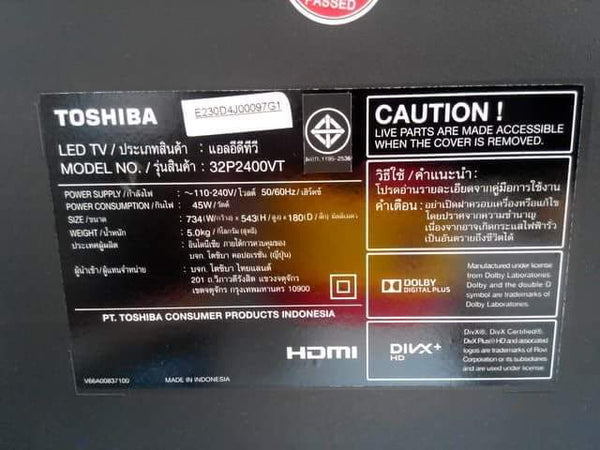 TOSHIBA LED TV 32P2400VT ขนาด 32 นิ้ว